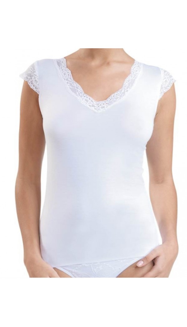 BLACKSPADE camiseta modal manga corta con encaje